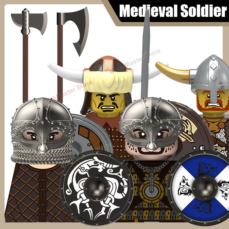 中世軍事バイキング戦士兵士フィギュア 組み立てブロック 城  - Lego Minifigure Holder のレビューと価格